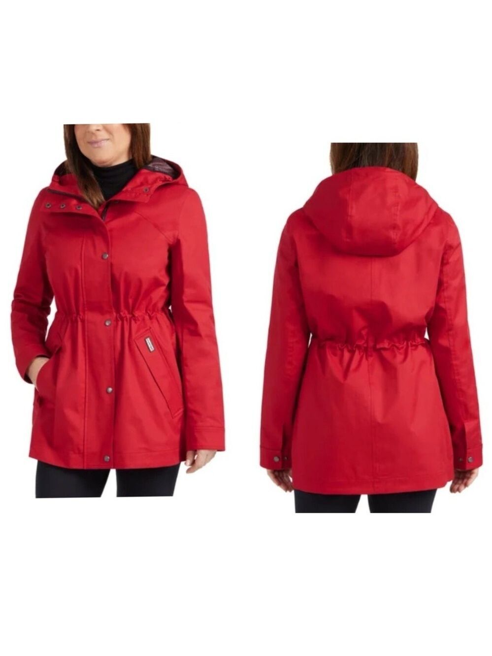 Hunter Red Utility Jacket w/ Hood and Water-Resistant Design/RainCoat/windproof